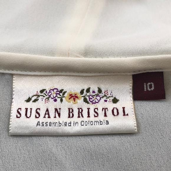 VTG Susan Bristol sheer ivory long sleeve blouse - Picture 6 of 10